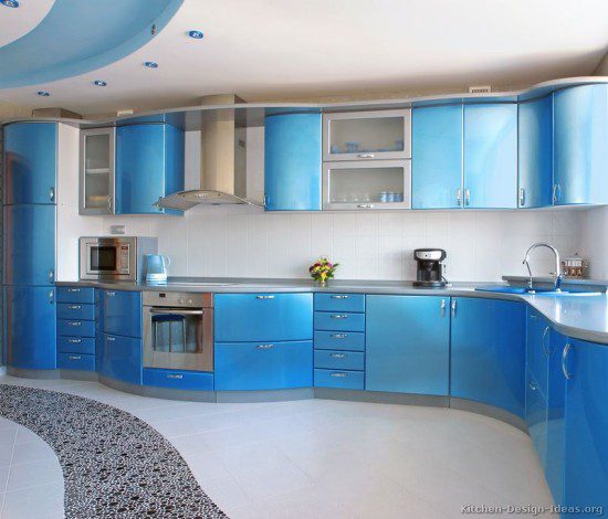 kitchen-cabinets-modern-two-tone-246a-s33835468x2-blue-stainless-steel-glass-doors-curved