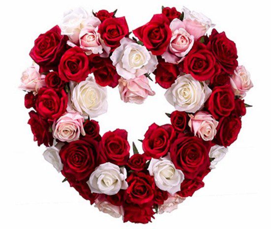 FWR389 - 15.5Wx12L Heart Shape Rose Wreath Red Pink_full