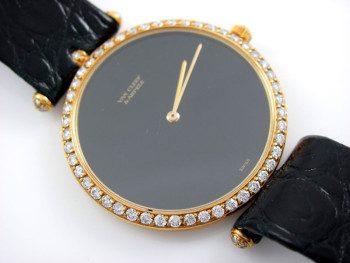 van cleef & arpels 18k gold & 1.2 carats colorless diamonds unisex watch